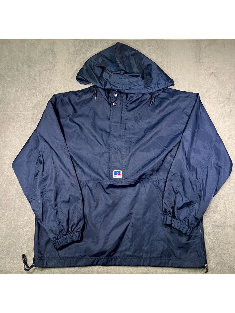 VTG Russell Athletic Jacket Navy Mens Large Windbreaker 1/2 Zip Anorak Gorpcore